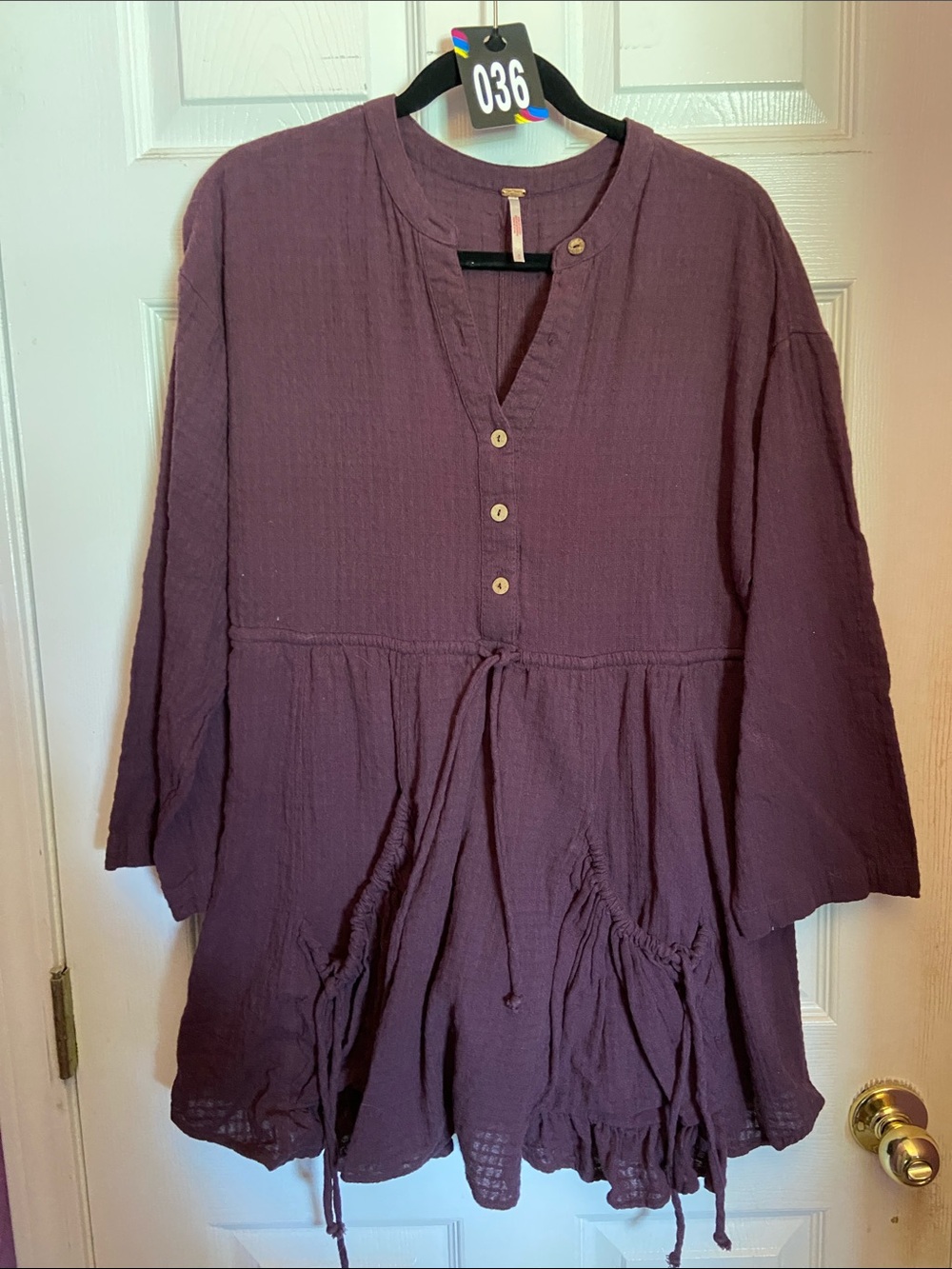 Free People Plum Color Mini Dress w pockets Size Small